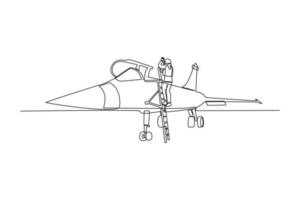 soltero uno línea dibujo ejército, aire fuerza y Armada. militar concepto. continuo línea dibujar diseño gráfico vector ilustración.