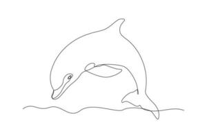 Single one line drawing Fish and wild marine animals concept. Continuous line draw design graphic vector illustration.