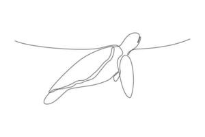 Single one line drawing Fish and wild marine animals concept. Continuous line draw design graphic vector illustration.