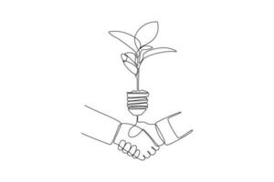 Single one line drawing ESG - Environmental, Social, and Governance concept. Continuous line draw design graphic vector illustration.
