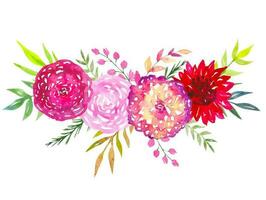 Flower watercolor arrangement of bright flowers vector