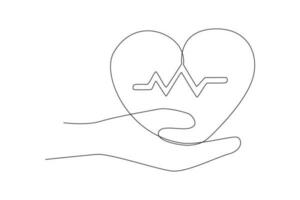 Continuous one line drawing healthcare activity concept. Single line draw design vector graphic illustration.