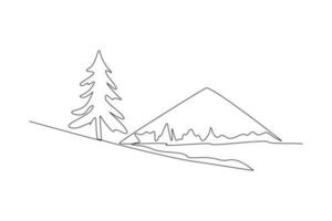 Single one line drawing Forest concept. Continuous line draw design graphic vector illustration.