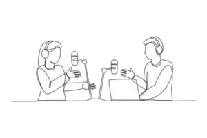 Single one line drawing podcast concept. Continuous line draw design graphic vector illustration.