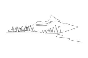 Single one line drawing Forest concept. Continuous line draw design graphic vector illustration.