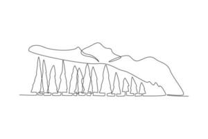 Single one line drawing Forest concept. Continuous line draw design graphic vector illustration.