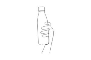 Continuous one line drawing packaging bottle concept. Single line draw design vector graphic illustration.