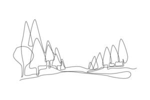 Single one line drawing Forest concept. Continuous line draw design graphic vector illustration.