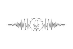 Single one line drawing Speech recognition device concept. Voiceover. Continuous line draw design graphic vector illustration.