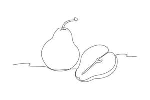 Single one line drawing fruits concept. Continuous line draw design graphic vector illustration.