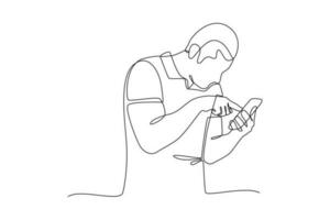 Continuous one line drawing Search web concept. Single line draw design vector graphic illustration.