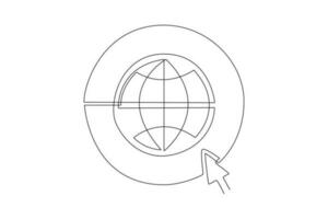 Continuous one line drawing Search web concept. Single line draw design vector graphic illustration.