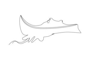 Single one line drawing Fish and wild marine animals concept. Continuous line draw design graphic vector illustration.