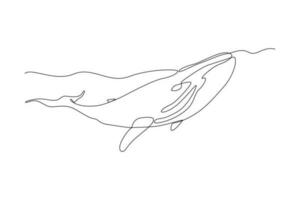 Single one line drawing Fish and wild marine animals concept. Continuous line draw design graphic vector illustration.