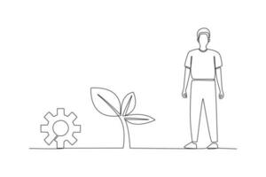 Single one line drawing ESG - Environmental, Social, and Governance concept. Continuous line draw design graphic vector illustration.