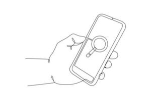 Continuous one line drawing Search web concept. Single line draw design vector graphic illustration.
