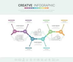 elementos de diseño infográfico para su negocio con 6 opciones, partes, pasos o procesos, ilustración vectorial. vector