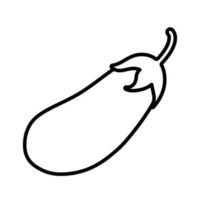 Black Line Eggplant Coloring Page Vegetable Vector Illustration Image on White Background