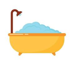 Bathup with Shower Icon Vector for Bathroom Furniture Element Interior Decoration