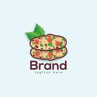 Premium Garlic Bread Pizza Illustrations And Logo Template Design, Vegetable For Bar Lunch,  Art Isolated Drawing Fruit Wine Brunch Elements Vector Logo Collections Design.