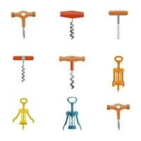 Vector Illustration Of Corkscrew Set, Vector illustration. Vintage style. Different Types Of Colorful Clip Art Corkscrew Isolated Vector Illustration Set.