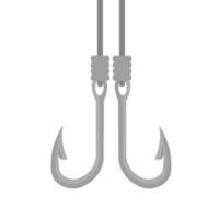 Vector Fishing Hooks For Hanging Lures Illustration Set, With Isolate On White Background. Hook 2D Style Vintage Style Colorful Clip Art Isolated On White Background.