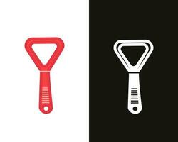 Bottle opener Illustration 2D Style Design. Cartoon Clip Art With Icon Set Of Bottle Opener Red And Black Color. Best Bottle opener Tool. vector