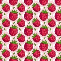 color seamless pattern of red raspberries, bright berry pattern for printing. Vector background for packaging and textiles