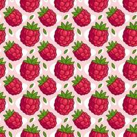 color seamless pattern of red raspberries, bright berry pattern for printing. Vector background for packaging and textiles