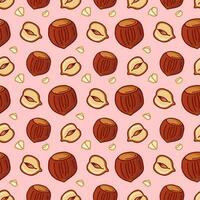 Seamless vector pattern of hazelnuts. Design for packaging nut chocolate and nut products, for textiles and backgrounds.