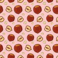 Seamless vector pattern of hazelnuts. Design for packaging nut chocolate and nut products, for textiles and backgrounds.