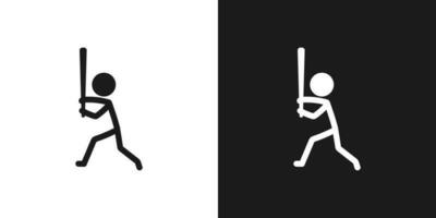 Playing baseball icon pictogram vector design. Stick figure man baseball player vector icon sign symbol pictogram. Stickman holding a baseball bat. Team sports concept