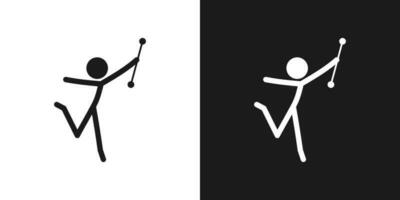 Baton twirling icon pictogram vector design. Stick figure man baton twirler or majorette vector icon sign symbol pictogram