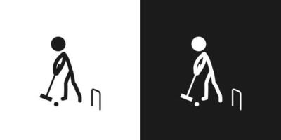 Croquet icon pictogram vector design. Stick figure man croquet player vector icon sign symbol pictogram