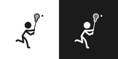 Lacrosse icon pictogram vector design. Stick figure man lacrosse player vector icon sign symbol pictogram