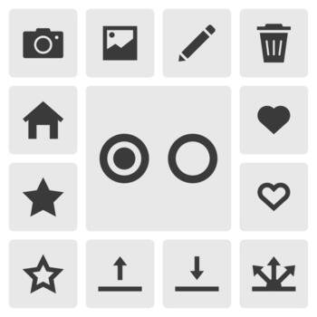 Seleccione y deseleccionar icono vector diseño. sencillo conjunto de teléfono inteligente aplicación íconos silueta, sólido negro icono. teléfono solicitud íconos concepto. hogar, seleccionar, deseleccionar, compartir, borrar, editar, favorito botones