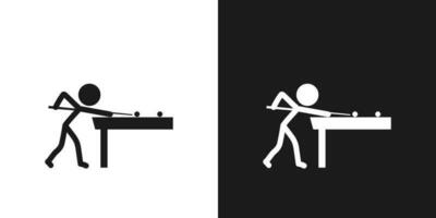 Playing billiard icon pictogram vector design. Stick figure man billiard player vector or pool player icon sign symbol pictogram