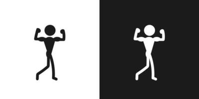 Bodybuilding icon pictogram vector design. Stick figure man bodybuilder vector icon sign symbol pictogram