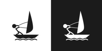 Sailing icon pictogram vector design. Stick figure man on the sail vector icon sign symbol pictogram