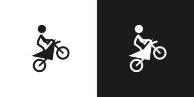 Bicycle motocross icon pictogram vector design. Stick figure man bicycle motocross rider vector icon sign symbol pictogram