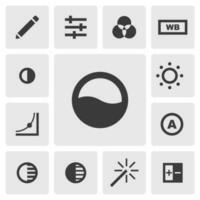 Saturation icon vector design. Simple set of photo editor app icons silhouette, solid black icon. Phone application icons concept. Edit, adjust, filter, color, brightness, contrast icons buttons