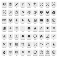 foto editor aplicación icono colocar. cultivo, voltear, girar, filtrar, brillo, contraste, silueta firmar icono símbolo pictograma vector ilustración