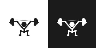 Weightlifting icon pictogram vector design. Stick figure man weightlifter lifting the barbells vector icon sign symbol pictogram