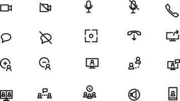 Video Conference Related Vector Line Icons Simple Set. Editable Stroke