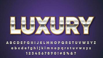 Luxury Gold and Silver 3D Text Effect Alphabet Collection Set vector