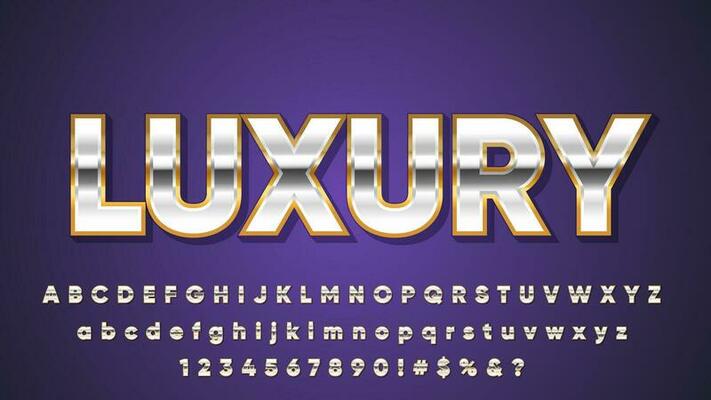 Luxury Gold and Silver 3D Text Effect Alphabet Collection Set
