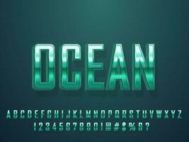 Green chrome metallic shining in the deep ocean text effect vector