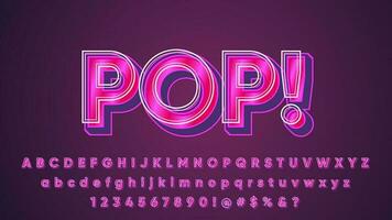 3D Modern Pop Art Shiny Text Effect Alphabet Collection Set vector