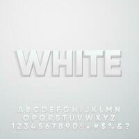 White minimalist simple realistic 3D shadow text effect alphabet letter collection set vector