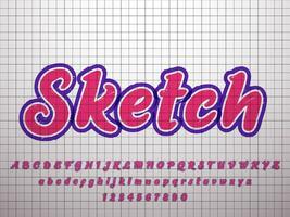 Trendy Doodle Sketch on Paper Text Effect vector